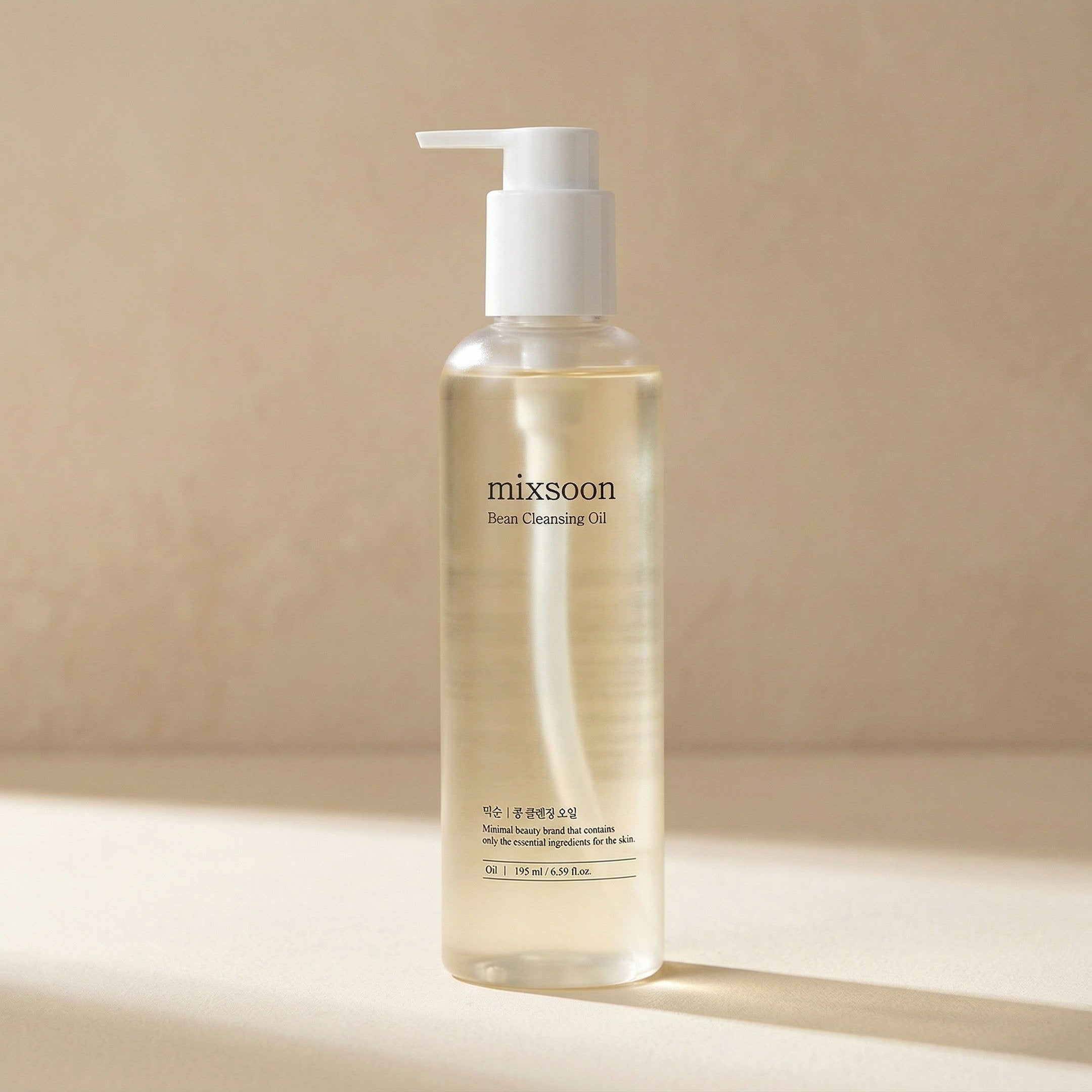 Mixsoon — Bean Cleansing Oil 195ml — editorial — fundo bege