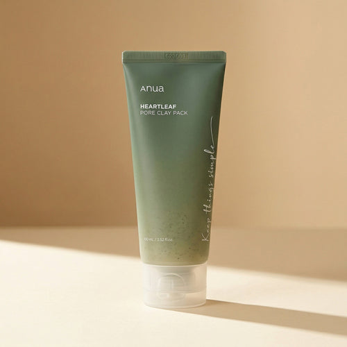 ANUA — Heartleaf Pore Clay Pack 100ml — editorial — fundo bege