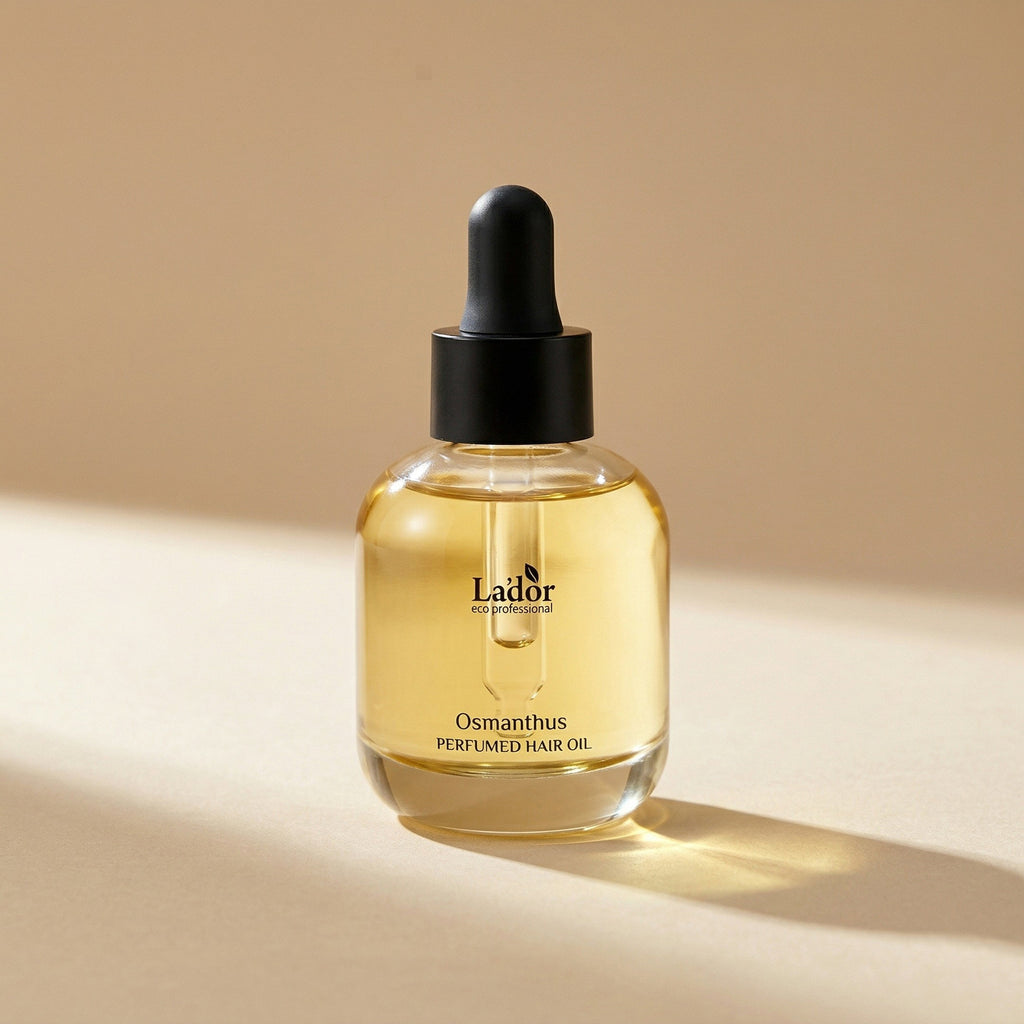 Lador — Perfumed Hair Oil Osmanthus 30ml — editorial — fundo bege