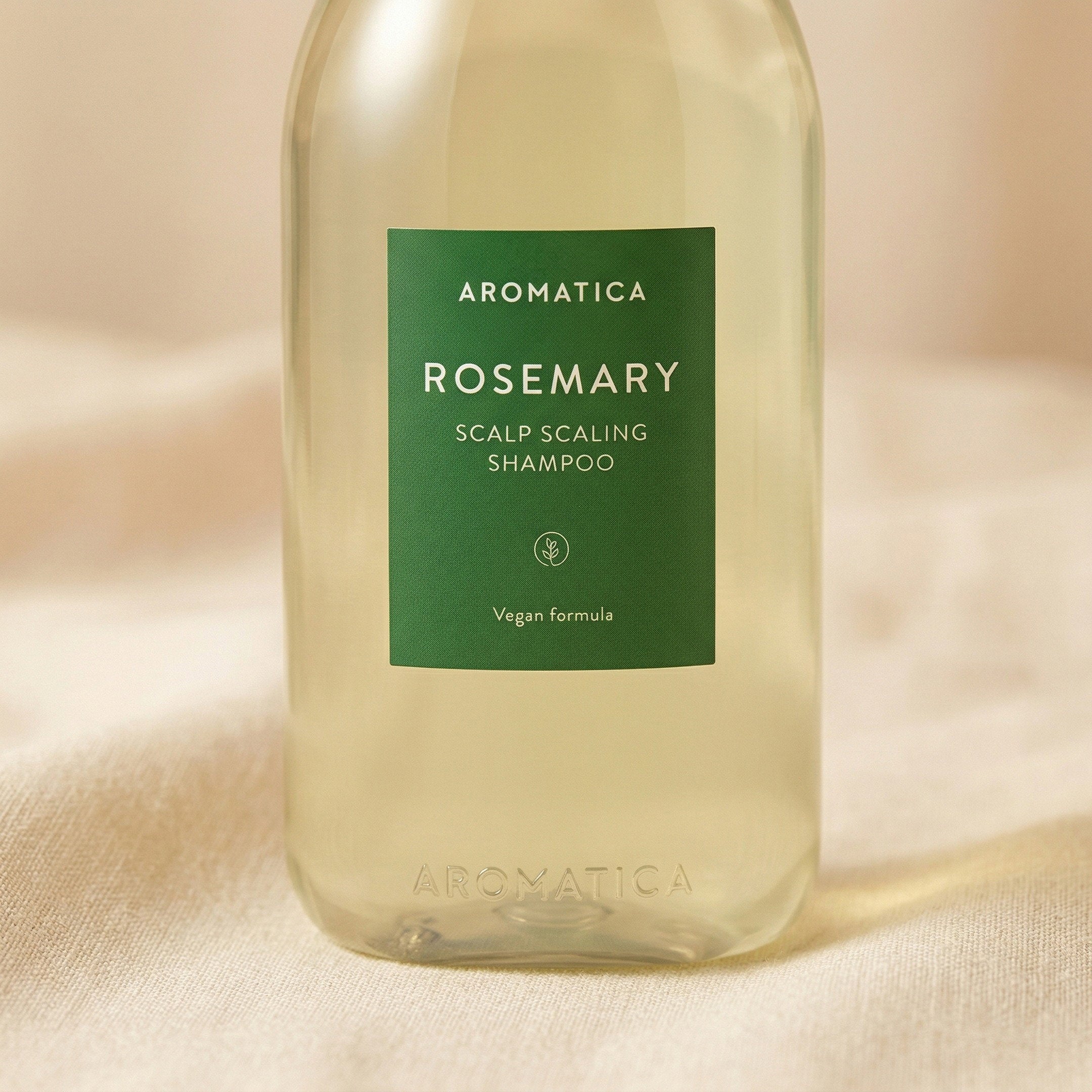 Aromatica — Rosemary Scalp Scaling Shampoo 400ml — detalhe da embalagem