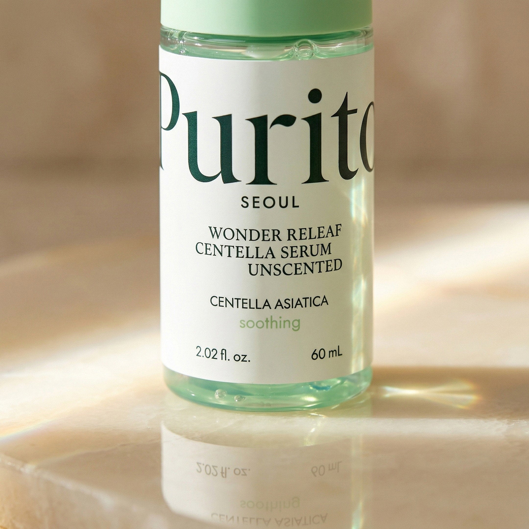 PURITO — Wonder Releaf Centella Serum Unscented 60ml — detalhe da embalagem