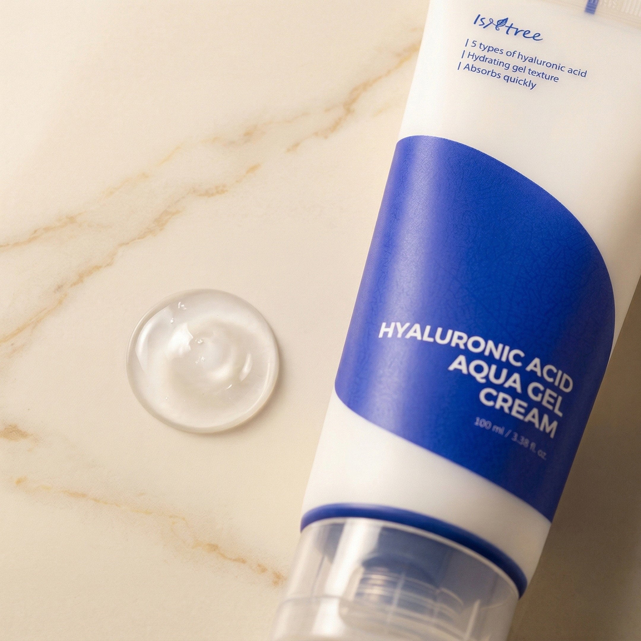 ISNTREE — Hyaluronic Acid Aqua Gel Cream — detalhe da embalagem