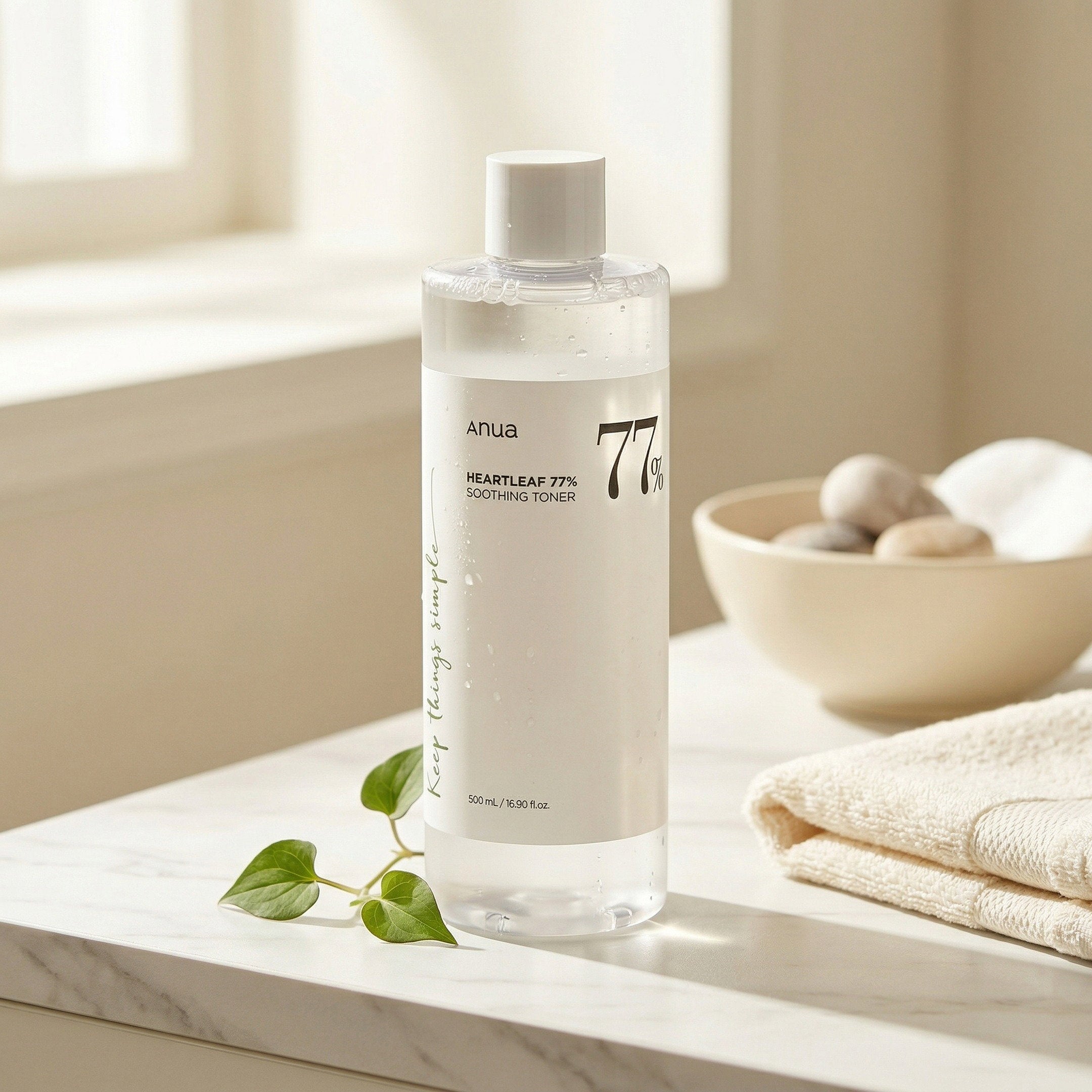 ANUA — Heartleaf 77% Soothing Toner 250ml — contexto de ritual de skincare
