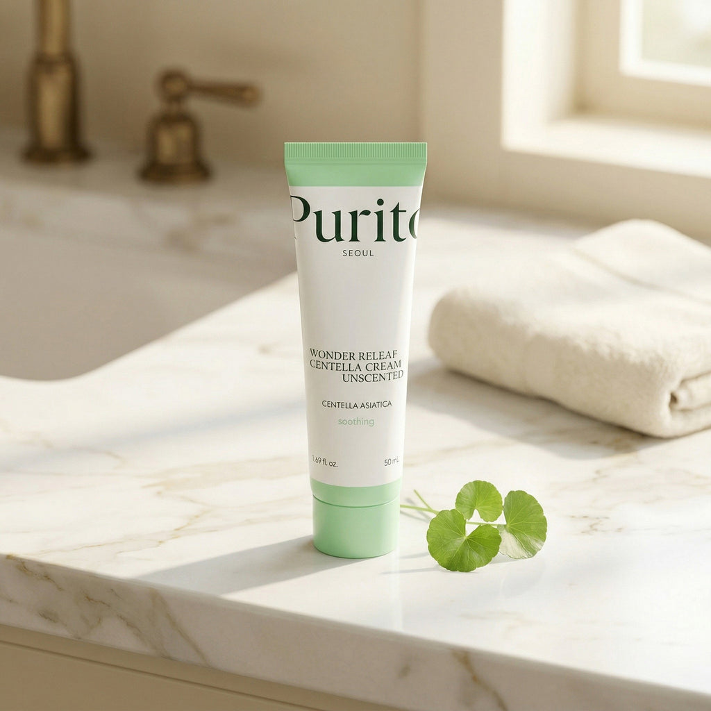 PURITO — Wonder Releaf Centella Cream Unscented 50ml — contexto de ritual de skincare