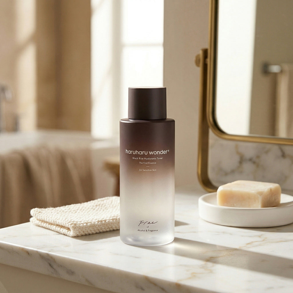 Haruharu Wonder — Black Rice Hyaluronic Toner 150ml — contexto de ritual de skincare