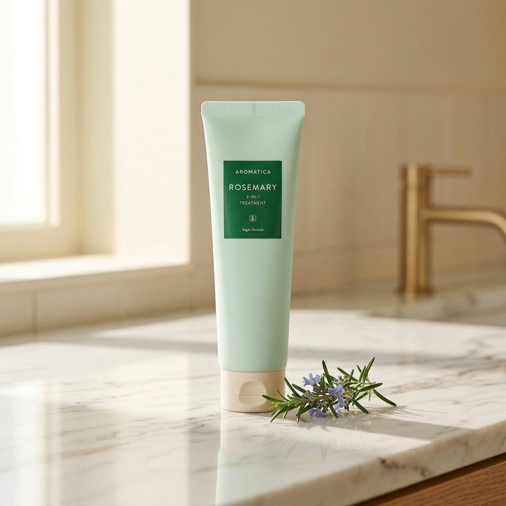 Aromatica — Rosemary 3-in-1 Treatment 160ml — contexto de ritual de skincare