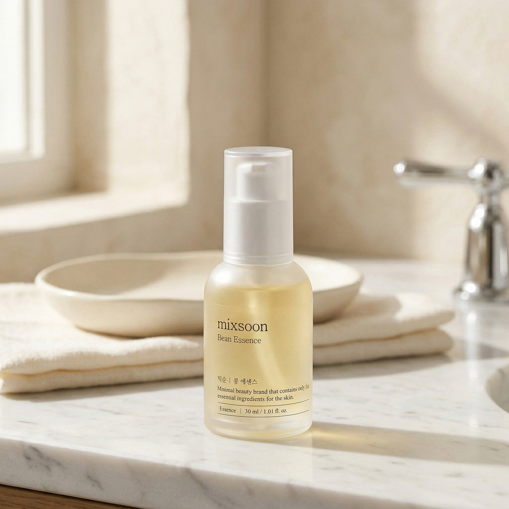 Mixsoon — Bean Essence 30ml — contexto de ritual de skincare