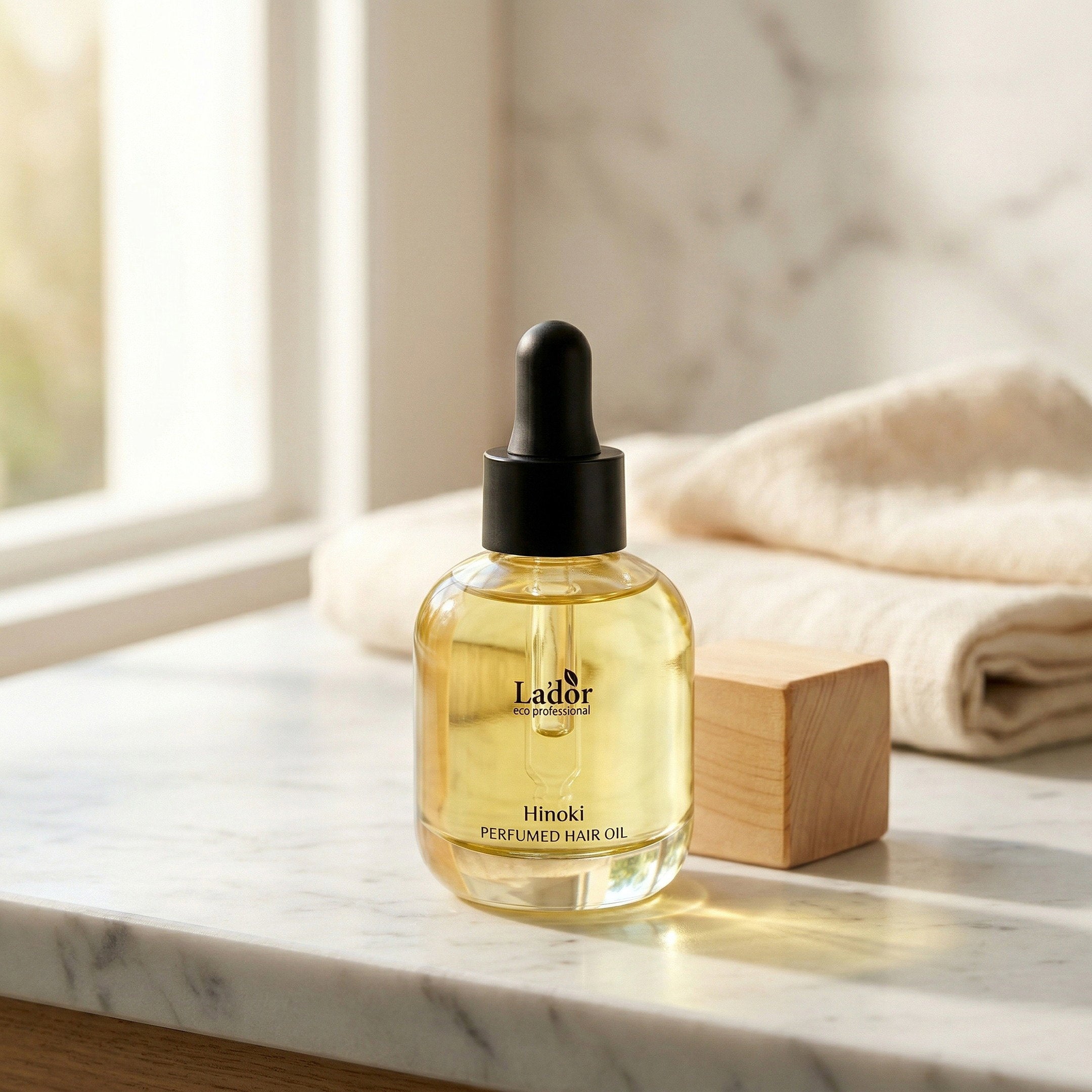 Lador — Perfumed Hair Oil Hinoki 30ml — contexto de ritual de skincare
