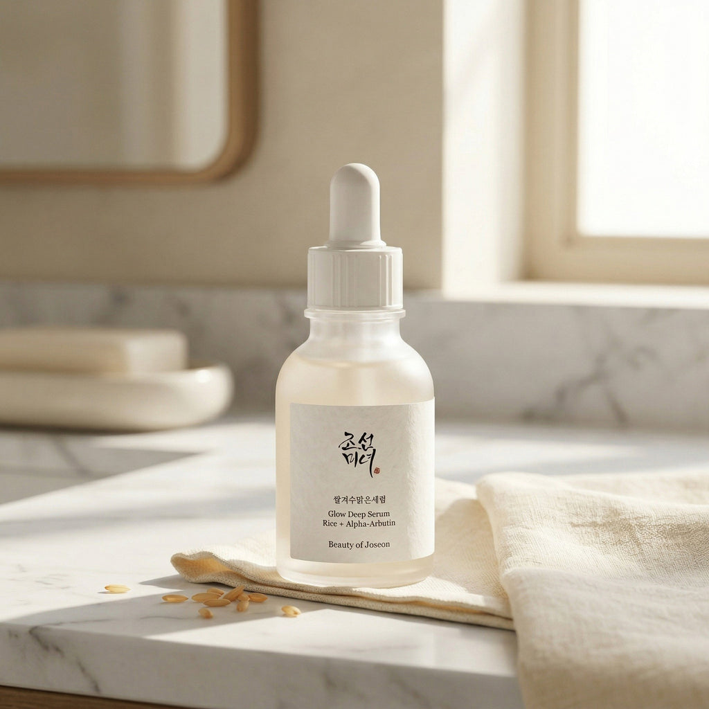 Beauty of Joseon — Glow Deep Serum Rice + Alpha-Arbutin 30ml — contexto de ritual de skincare