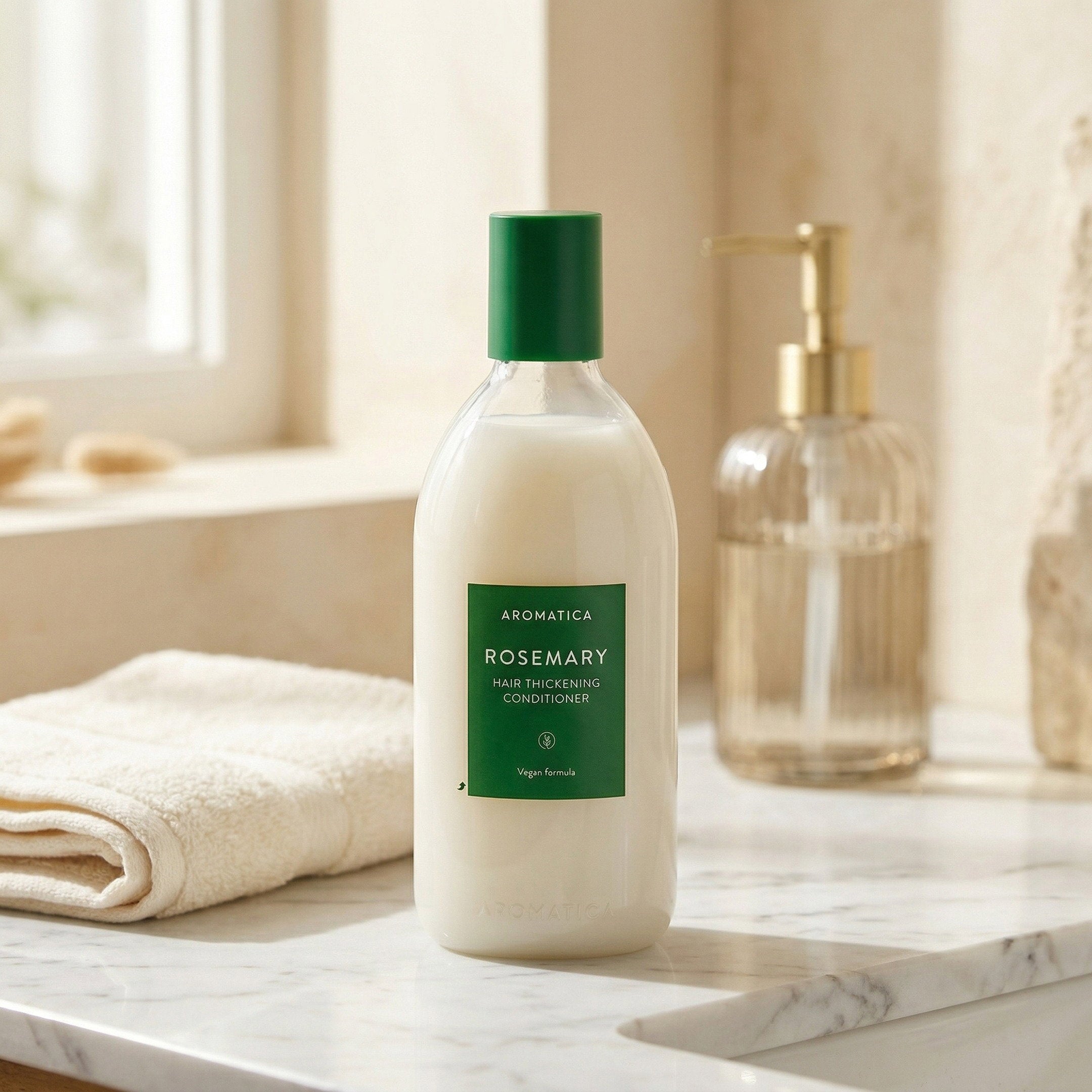 Aromatica — Rosemary Hair Thickening Conditioner 400ml — contexto de ritual de skincare