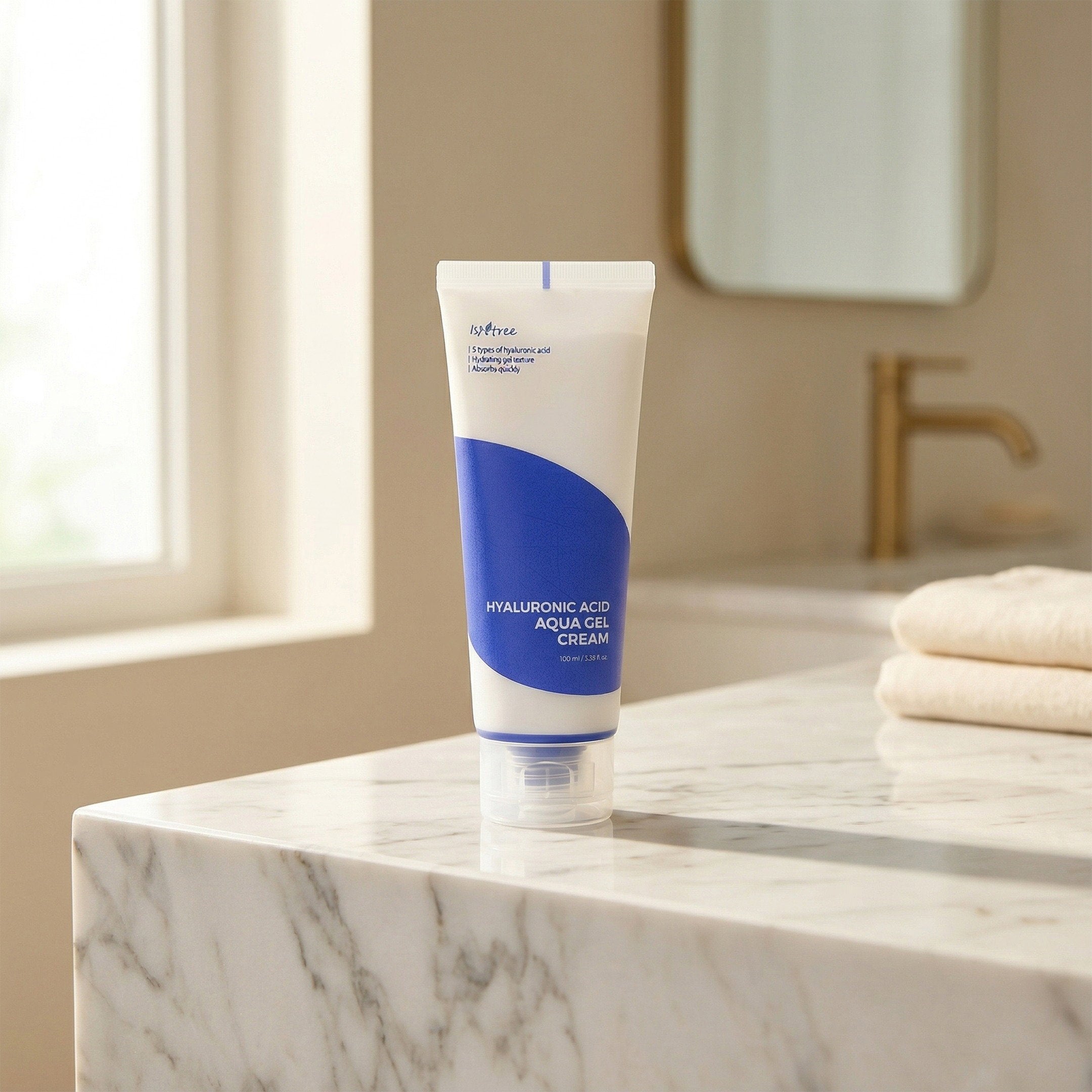 ISNTREE — Hyaluronic Acid Aqua Gel Cream — contexto de ritual de skincare