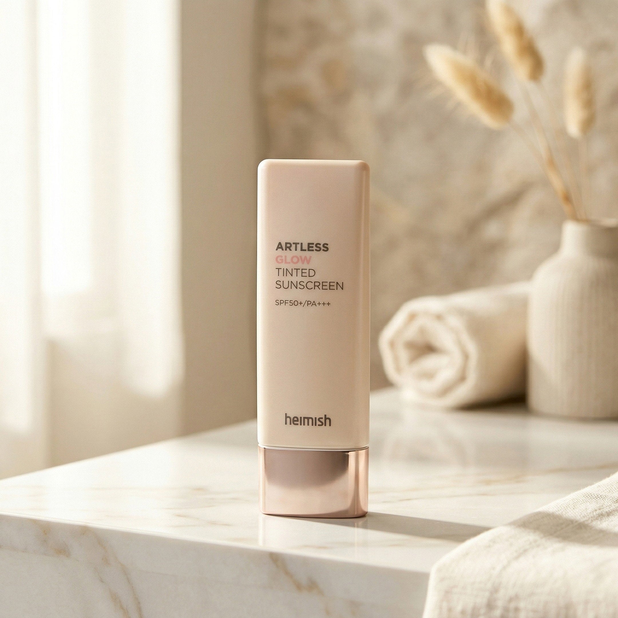 Heimish — Artless Glow Base SPF 50+ PA+++ 40ml — contexto de ritual de skincare