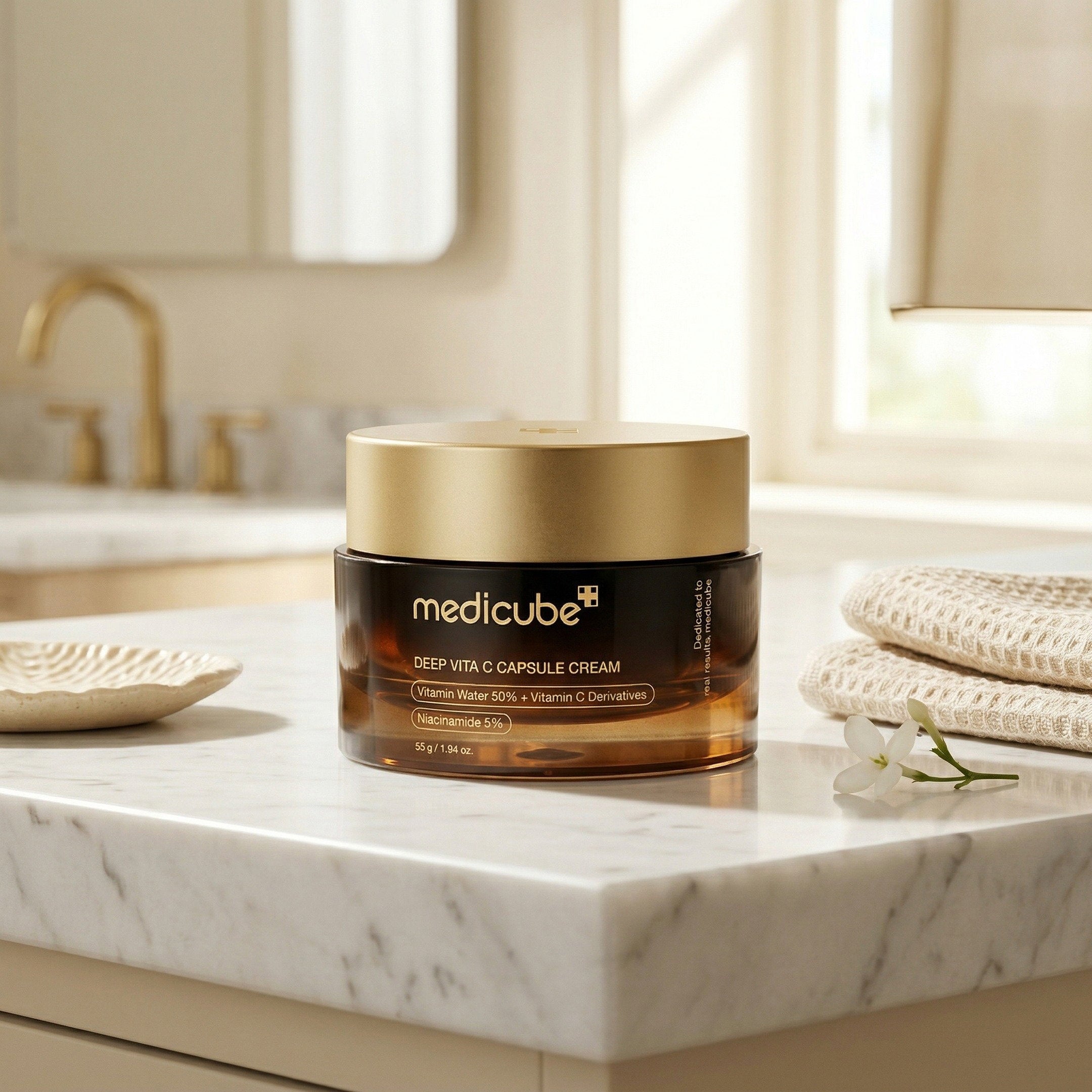 Medicube — Deep Vita C Cream 55g — contexto de ritual de skincare