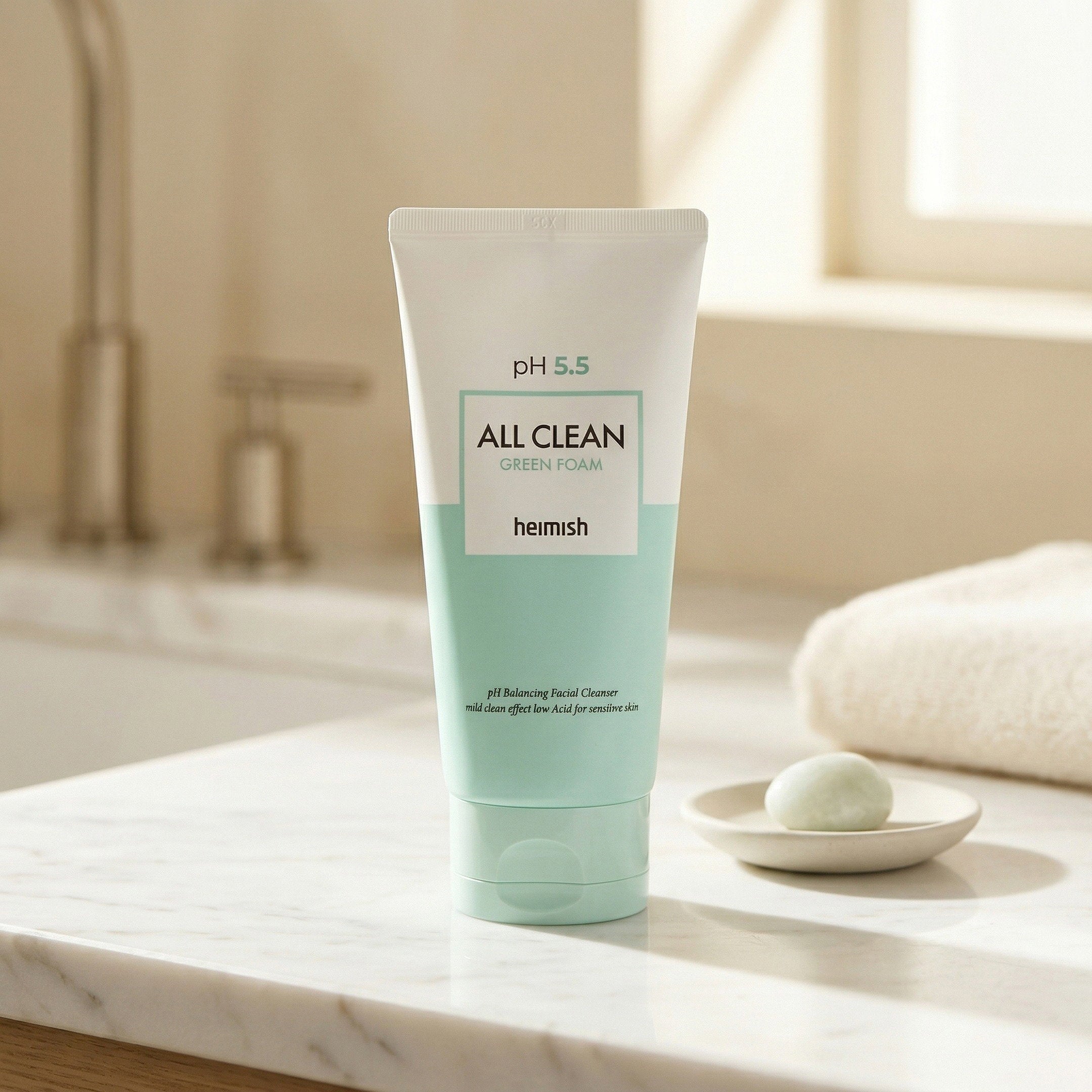 Heimish — All Clean Green Foam pH 5.5 — contexto de ritual de skincare