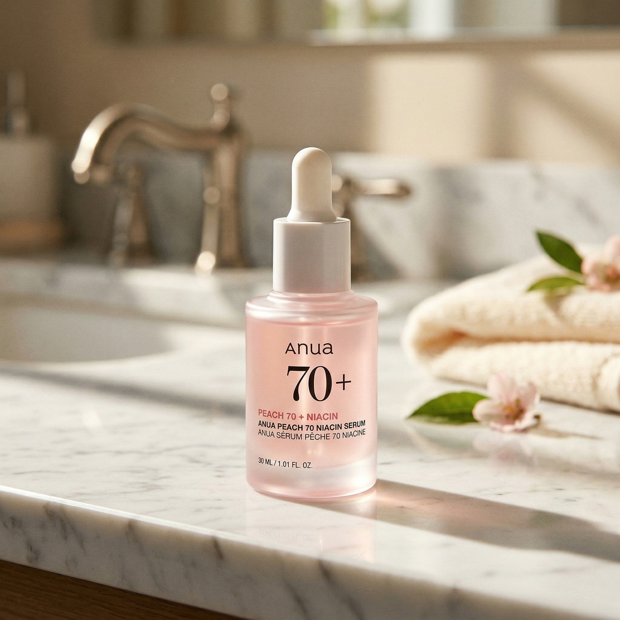 ANUA — Peach 70 Niacin Serum 30ml — contexto de ritual de skincare