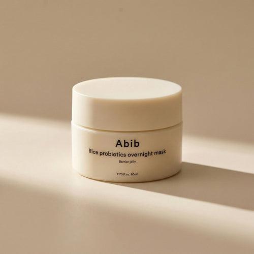 Abib — Rice Probiotics Overnight Mask 80ml — editorial — fundo bege