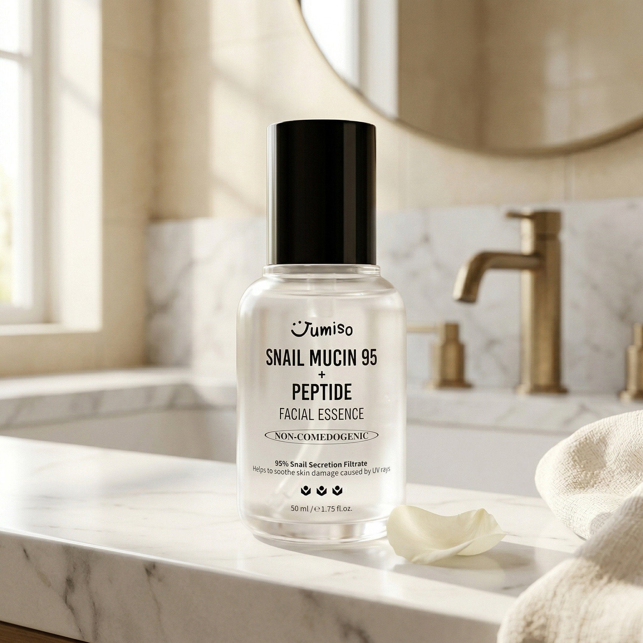 Jumiso — Snail Mucin 95 + Peptide Essence 140ml — contexto de ritual de skincare