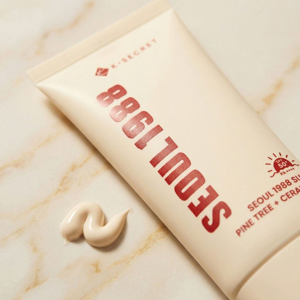 K-Secret — SEOUL 1988 Sun : Pine Tree + Ceramide SPF50+ PA++++ 50ml — detalhe da embalagem